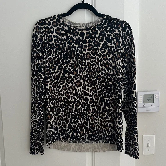 J. Crew Leopard Print Long Sleeve Tee in Black and Brown - Picture 1 of 8